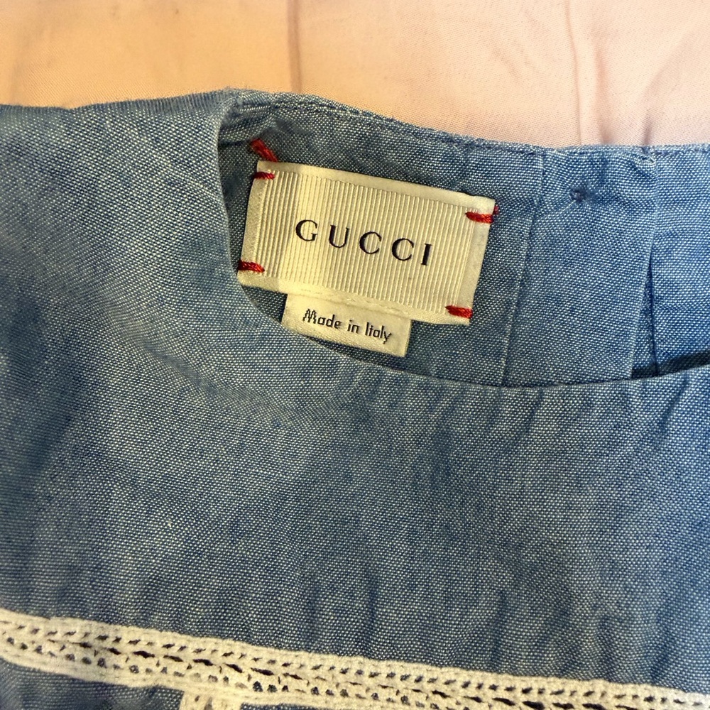 Gucci Baby Girls Embroidered Denim Dress – 18/24M – Made in Italy